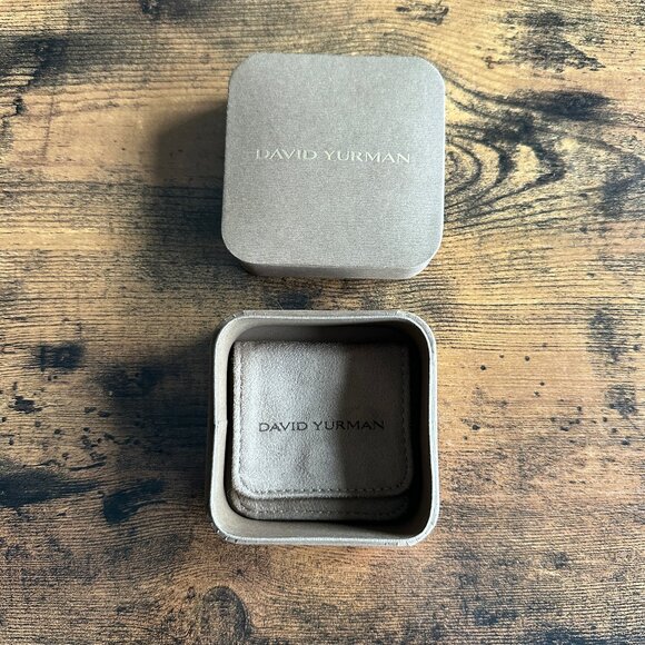 David Yurman Empty Brown Cardboard Ring/Pendant Box & Pouch Set - Picture 2 of 4